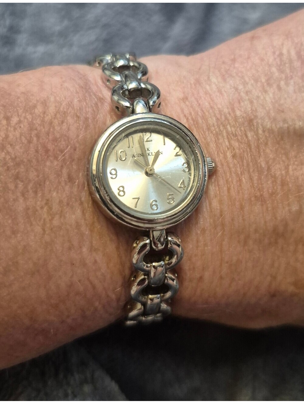 Anne Klein Silver-Tone Chain Link Bracelet Watch